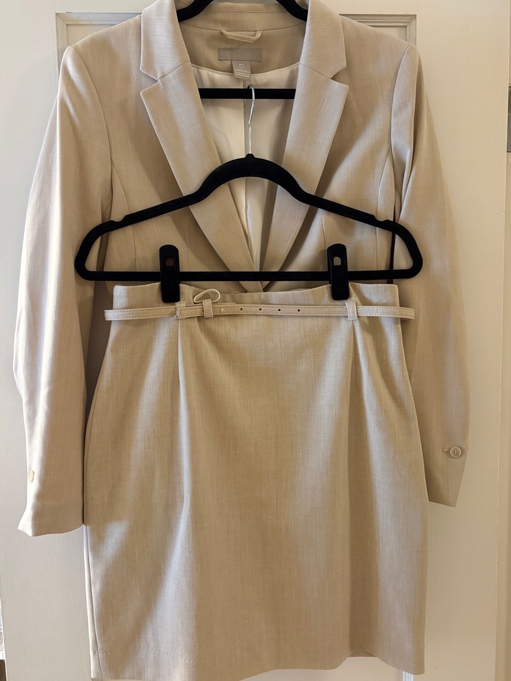 H&M Cream Tailored Blazer and Skirt Set
